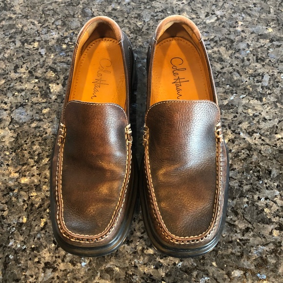 Men’s COLE HAAN Nike Air Brown Leather Slip-On Loafers - Picture 8 of 13